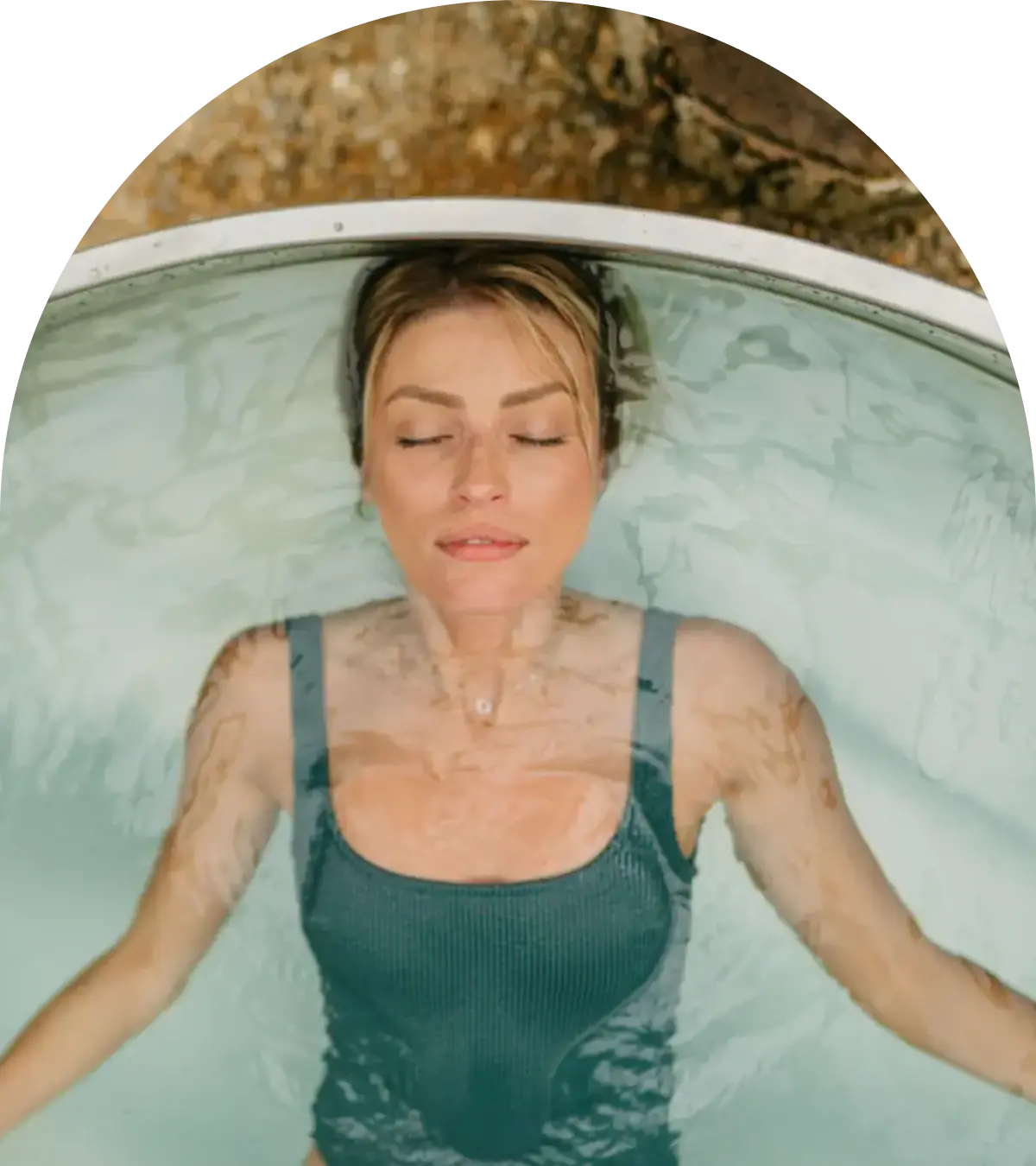 Peaceful swim in swimsuit